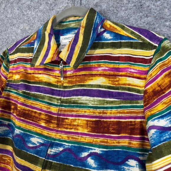 Coldwater Creek Rainbow Striped Zipper Cowgirl Cotton Western Jacket Small - Picture 13 of 16